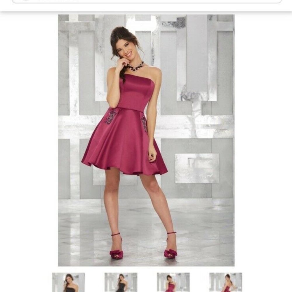 Mori Lee 9451Strapless Satin Party Dress sz 6